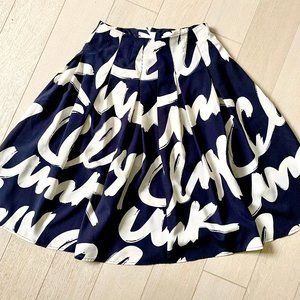 Printed High-Waisted Knee-Length A-Line Skirt